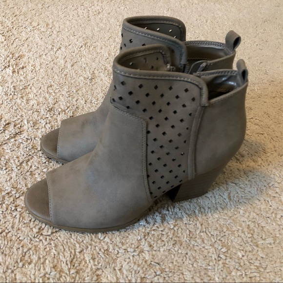 Jasmine Shoes - Taupe Open-toe Booties